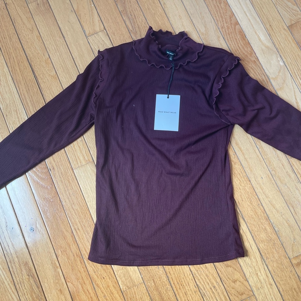 Casual Mauve Mock Neck Long Sleeve Top